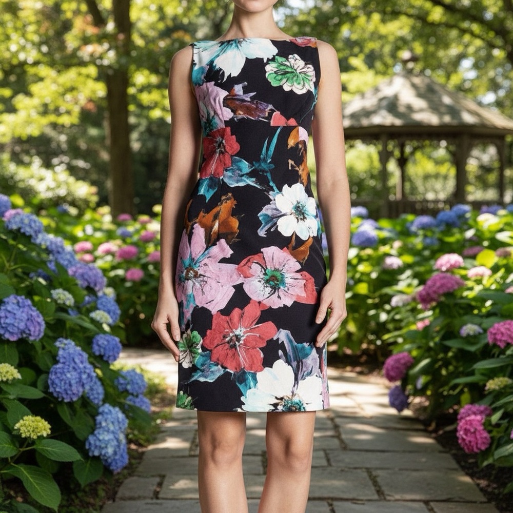 MILLY FLORAL PRINT SHEATH - Picture 1 of 4